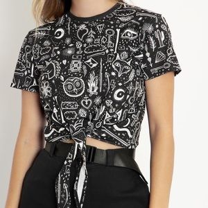 Blackmilk creepy cute tie front tee